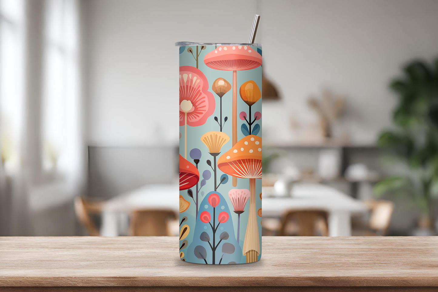 Whimsical Mushroom Tumbler, Mushroom Motif, Mushroom Gift, Cute Mushroom Lover Cup 20OZ 30OZ Tumbler