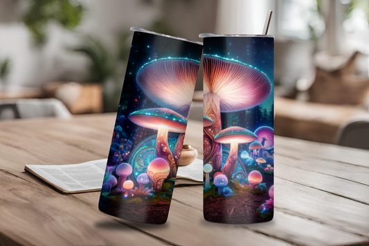 Enchanted Glow Mushroom Tumbler, Neon Mushroom Motif, Mushroom Lover Gifts, Gift for Her, 20OZ 30OZ Tumbler