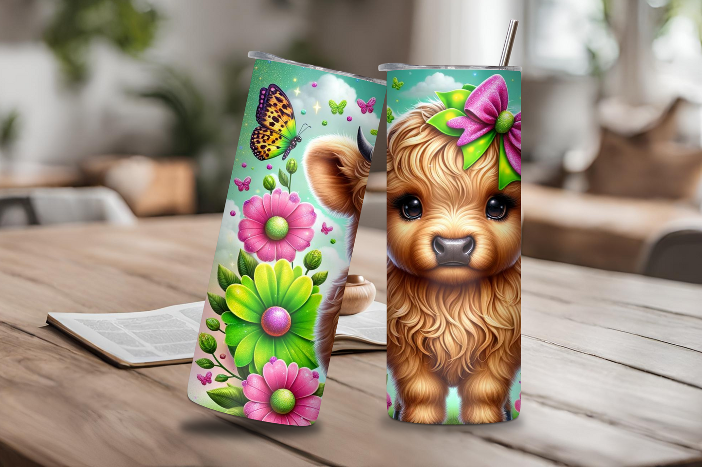 Highland Cow Tumbler, Colorful 20OZ, 22OZ, 30OZ Tumbler, Birthday Gift, Gift for Her, Travel Cup