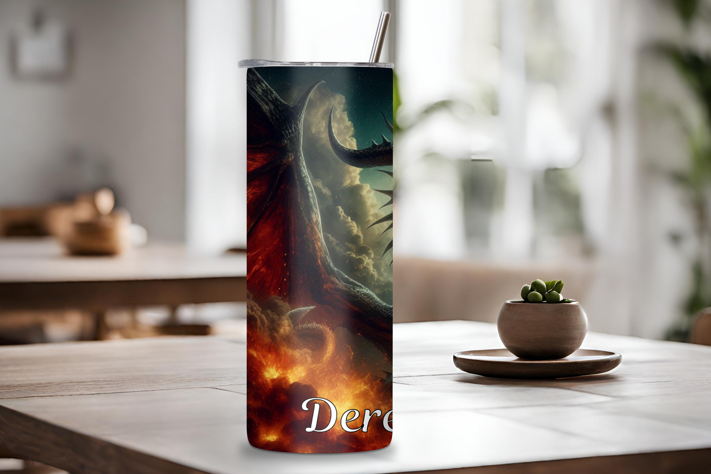 Personalized Fire Dragon Custom Tumbler Custom Dragon Travel Mug Fantasy Gift Fire Breathing Dragon Cup Insulated Tumbler 20OZ 30OZ Tumbler