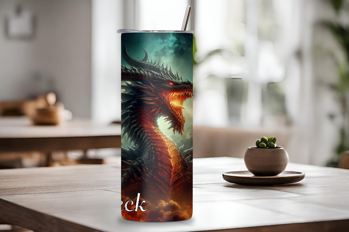 Personalized Fire Dragon Custom Tumbler Custom Dragon Travel Mug Fantasy Gift Fire Breathing Dragon Cup Insulated Tumbler 20OZ 30OZ Tumbler