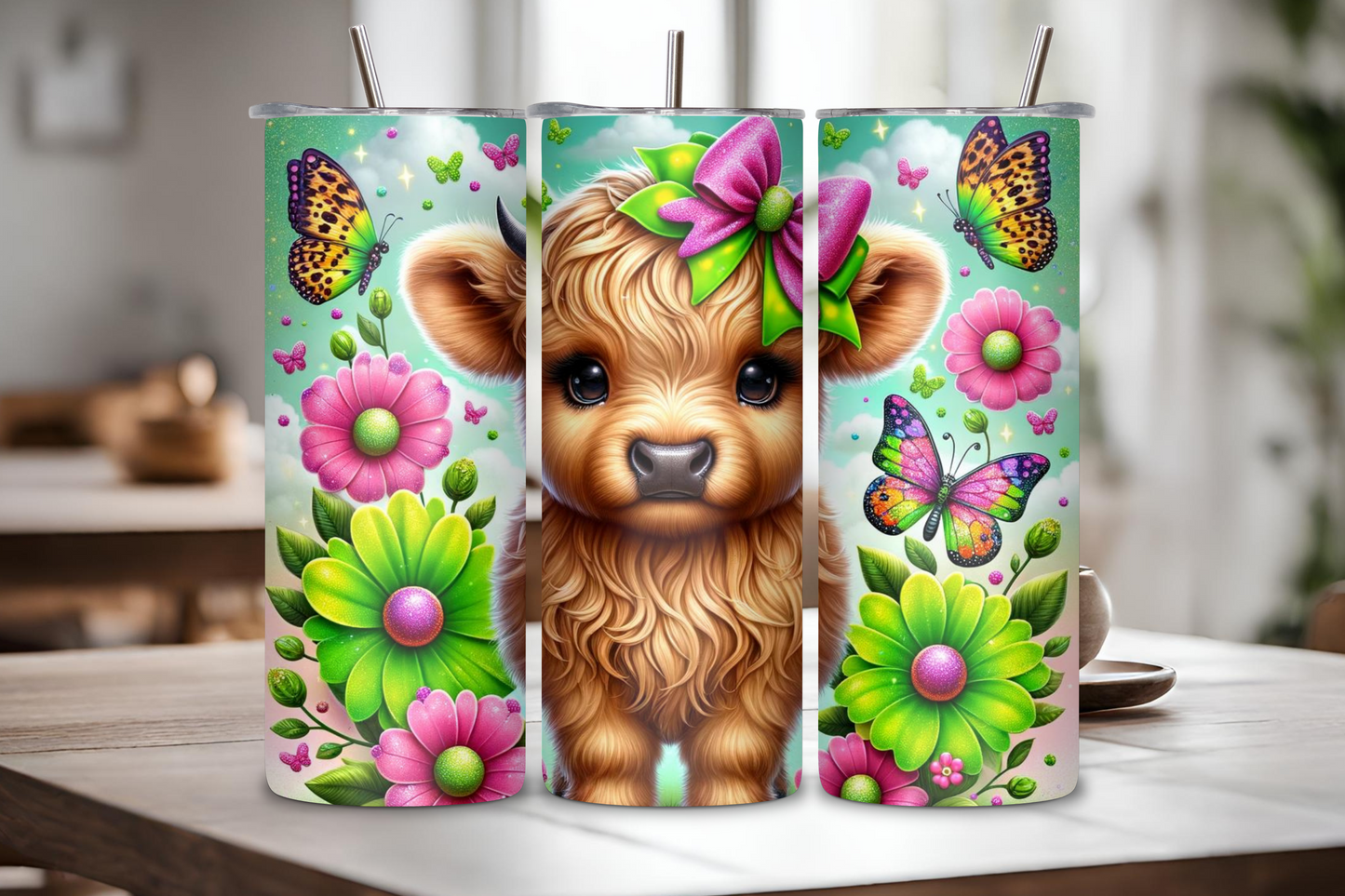 Highland Cow Tumbler, Colorful 20OZ, 22OZ, 30OZ Tumbler, Birthday Gift, Gift for Her, Travel Cup