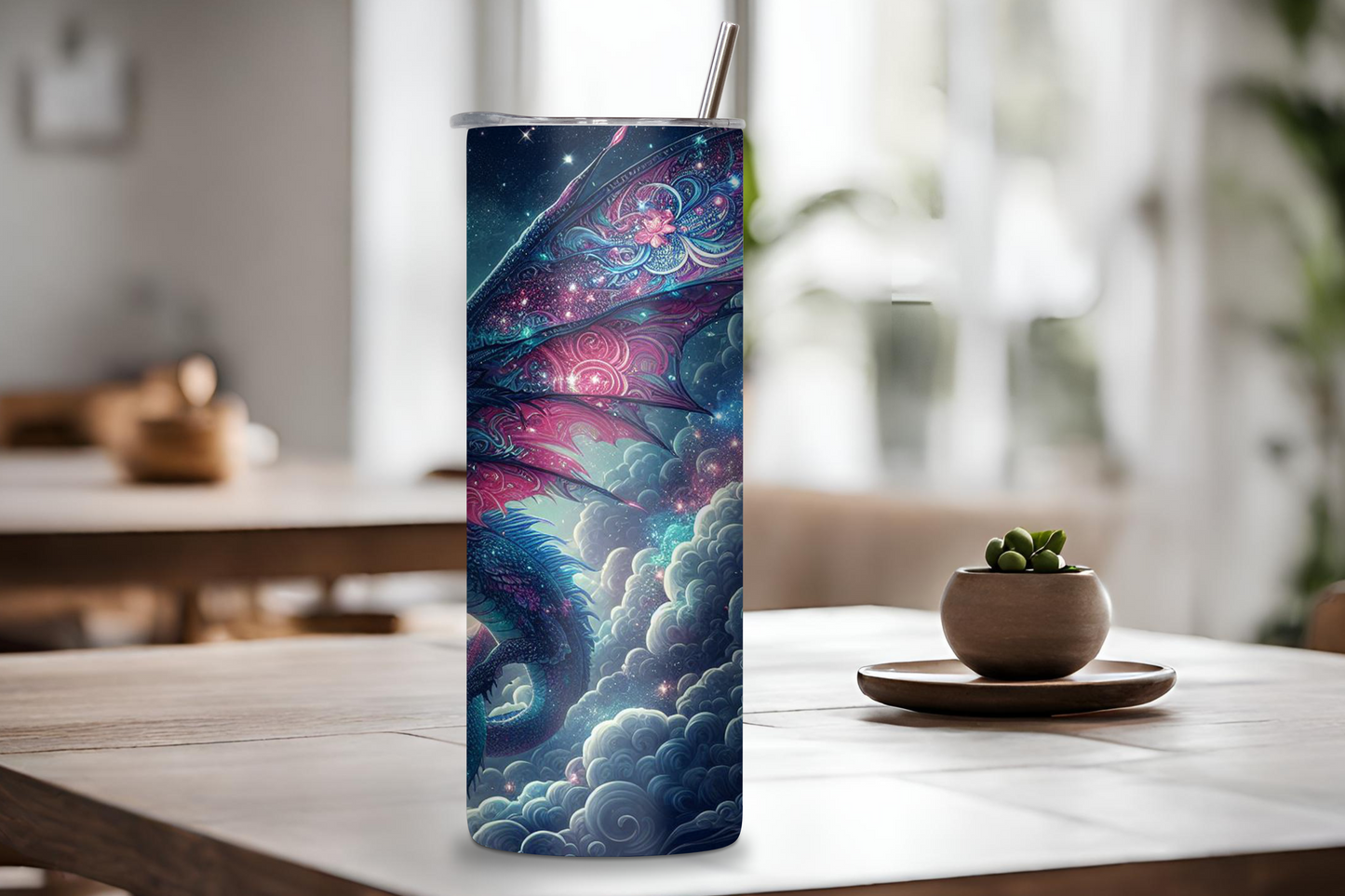 Personalized Cosmic Dragon Tumbler, Custom Dragon Tumbler, Fantasy Gift Cup Insulated Tumbler, Mythical Mystical Magical Fire Beast Travel Mug 20OZ 30OZ