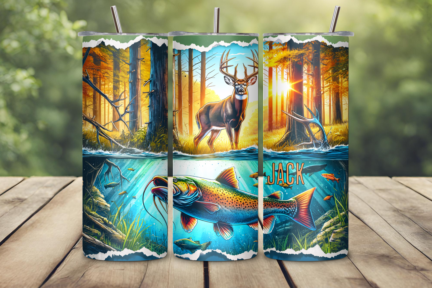 Personalized Insulated Stainless Steel Tumbler for Outdoors Deer Hunting Fishing Nature Lover Christmas Birthday Gift Outdoor Gear Camping 20OZ Tumbler, 22OZ Tumbler, 30OZ Tumbler
