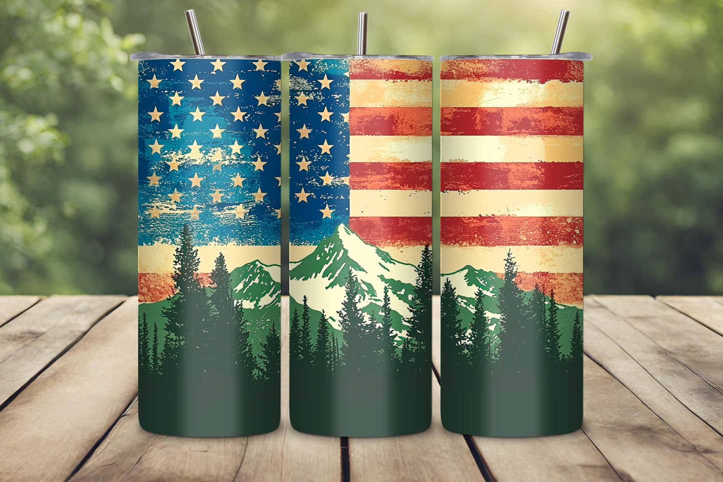 Patriotic American Flag Tumbler, USA Travel Mug, Majestic Mountain Coffee Cup, 20OZ Tumbler, 22OZ Tumbler, 30OZ Tumbler