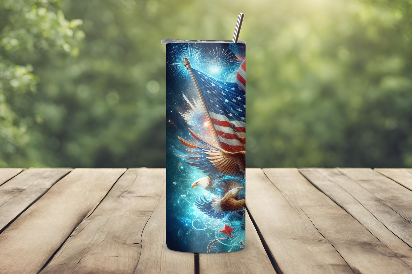 Eagle with Top Hat Patriotic Fireworks Tumbler, 4TH of July Travel Mug, USA Pride Coffee Cup, 20 OZ Tumbler, 22 OZ Tumbler, 30 Tumbler
