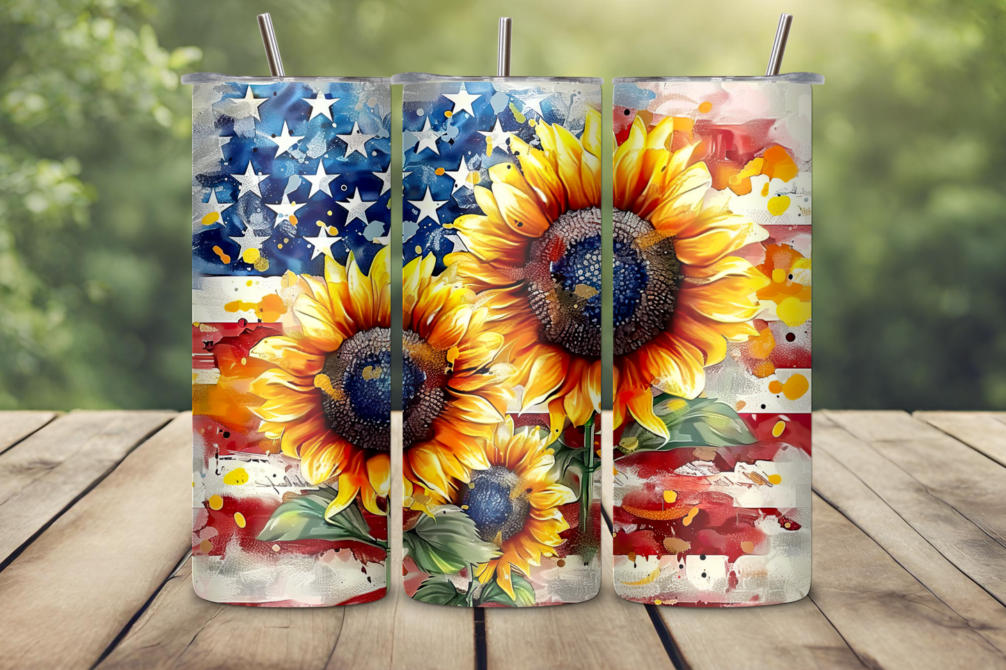 Patriotic Sunflower Glory Tumbler, USA Sprit Coffee Cup, American Travel Mug, 20OZ Tumbler, 22OZ Tumbler, 30OZ Tumbler