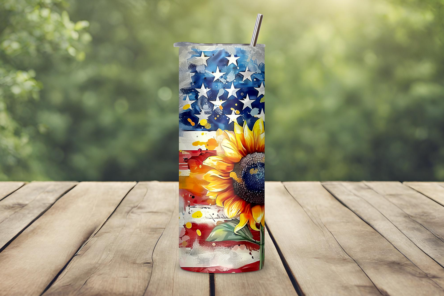 Patriotic Sunflower Glory Tumbler, USA Sprit Coffee Cup, American Travel Mug, 20OZ Tumbler, 22OZ Tumbler, 30OZ Tumbler