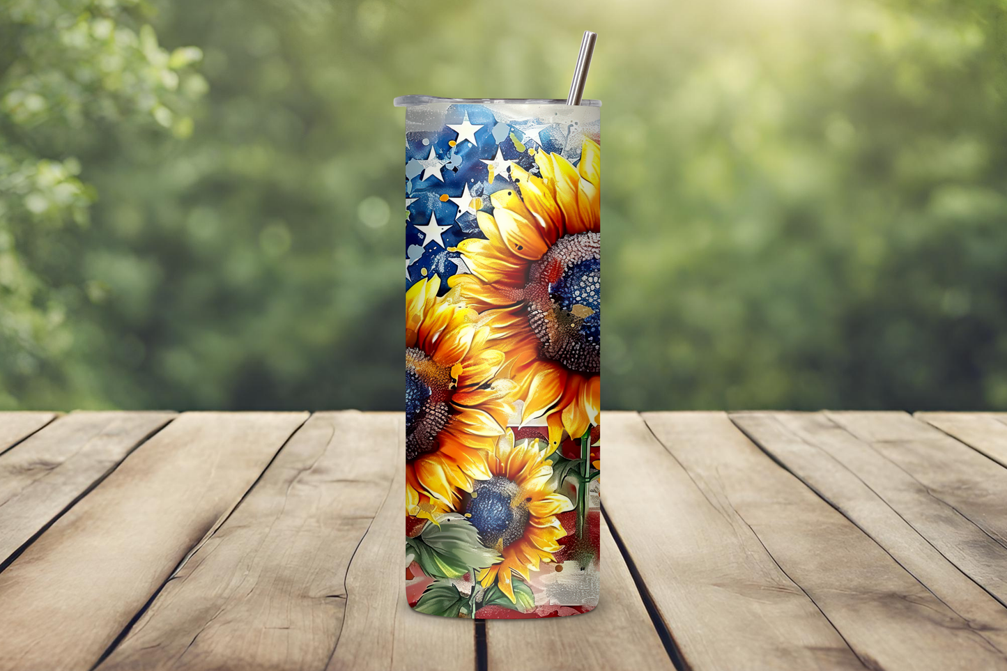Patriotic Sunflower Glory Tumbler, USA Sprit Coffee Cup, American Travel Mug, 20OZ Tumbler, 22OZ Tumbler, 30OZ Tumbler