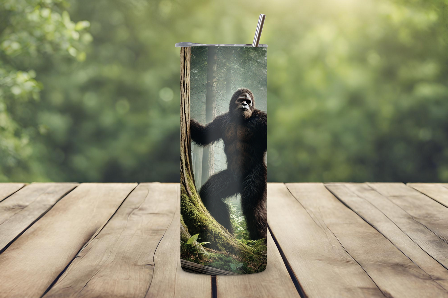 Bigfoot Hunter Tumbler, Personalized Gift for Him, Custom Gift, Outdoor Camping Hunting, Dad Gift, Sasquatch Water Bottle Tumbler 20OZ/30OZ