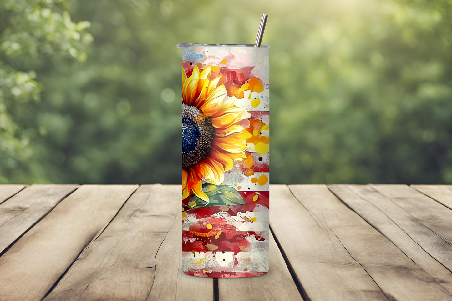 Patriotic Sunflower Glory Tumbler, USA Sprit Coffee Cup, American Travel Mug, 20OZ Tumbler, 22OZ Tumbler, 30OZ Tumbler