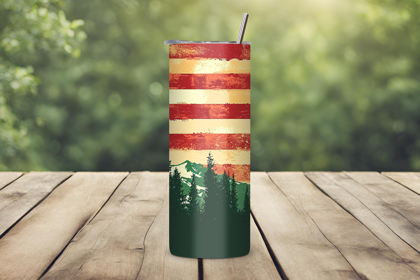Patriotic American Flag Tumbler, USA Travel Mug, Majestic Mountain Coffee Cup, 20OZ Tumbler, 22OZ Tumbler, 30OZ Tumbler