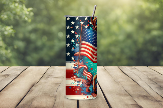 Starry Patriotic Deer Tumbler, 4th of July Travel Mug, Independence Day Coffee Cup, 20OZ Tumbler, 22OZ Tumbler, 30OZ Tumbler