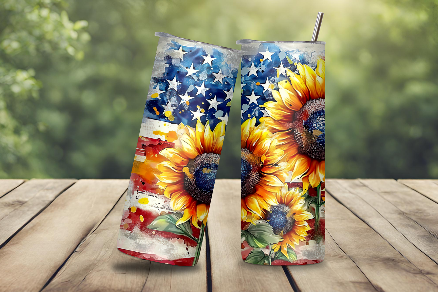 Patriotic Sunflower Glory Tumbler, USA Sprit Coffee Cup, American Travel Mug, 20OZ Tumbler, 22OZ Tumbler, 30OZ Tumbler