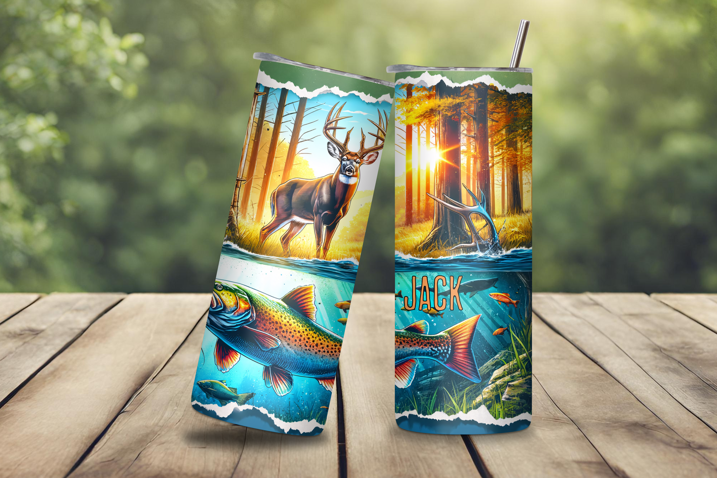 Personalized Insulated Stainless Steel Tumbler for Outdoors Deer Hunting Fishing Nature Lover Christmas Birthday Gift Outdoor Gear Camping 20OZ Tumbler, 22OZ Tumbler, 30OZ Tumbler