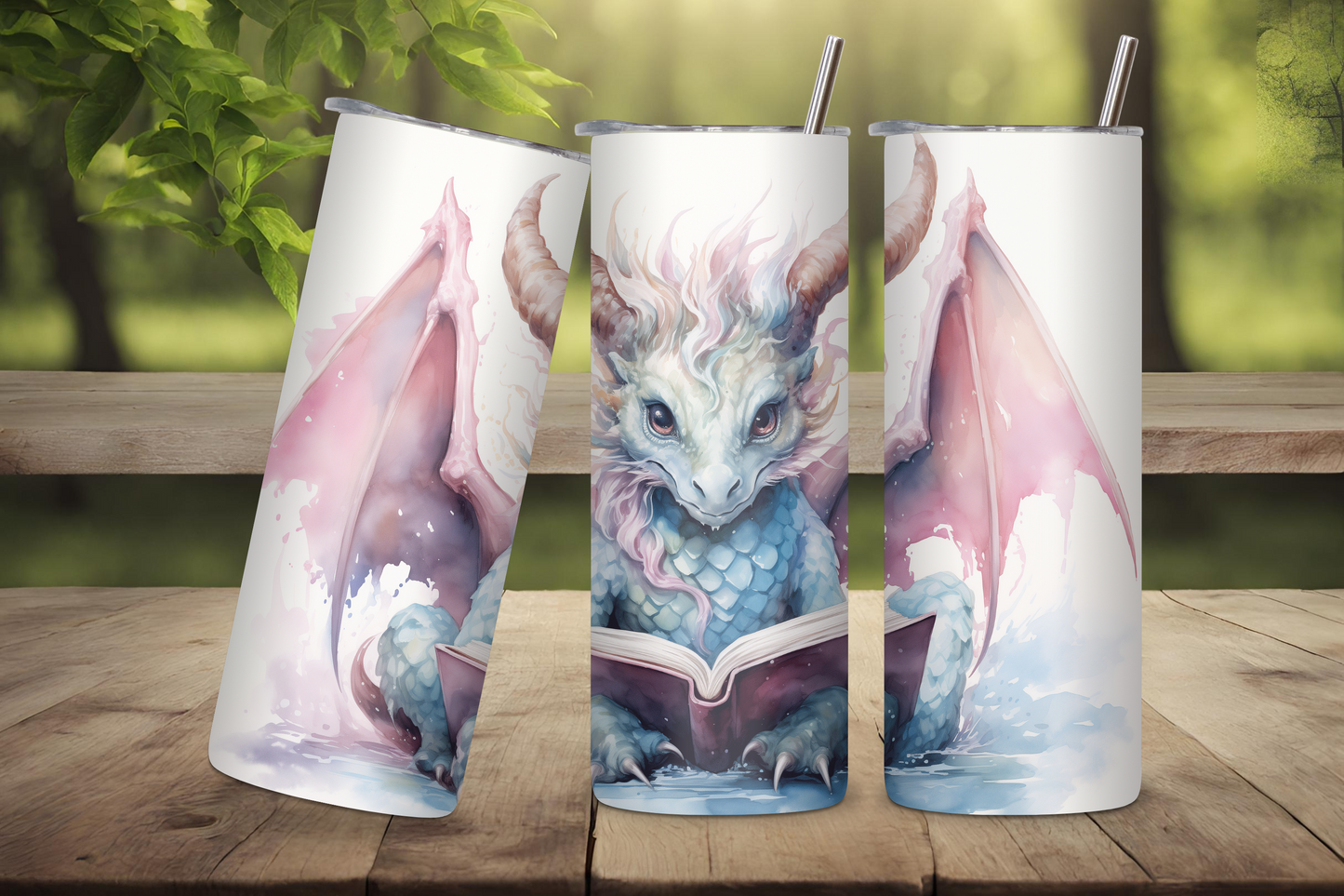 Whimsical Dragon Tumbler, Book Dragon Tumbler, Dragon Tumbler, 20OZ Tumbler, 22OZ Tumbler, 30OZ Tumbler