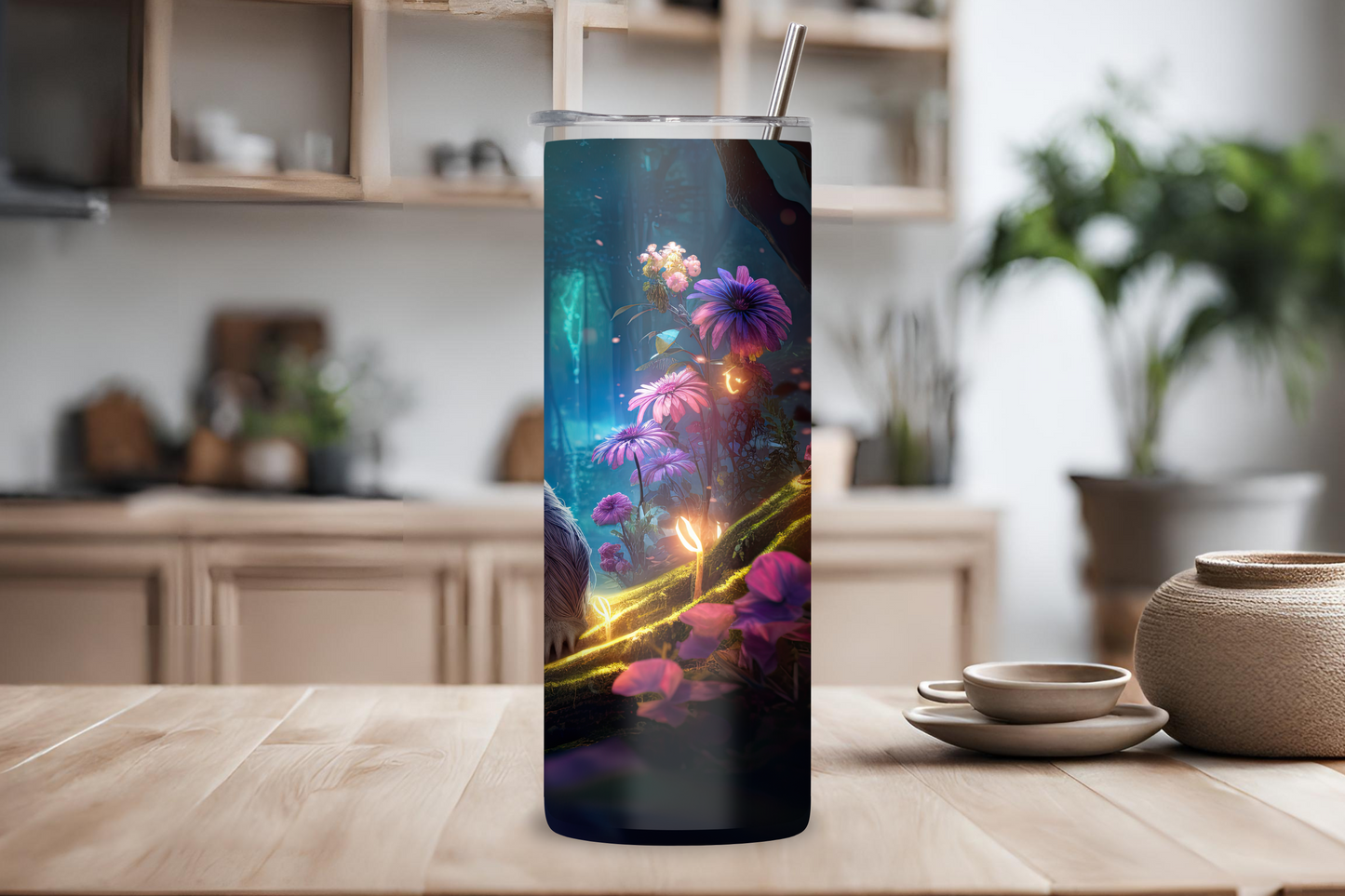 Enchanted Forest Sloth Tumbler, Magical Cute Sloth, Adorable Sloth, 20OZ Tumbler, 22OZ Tumbler, 30OZ Tumbler