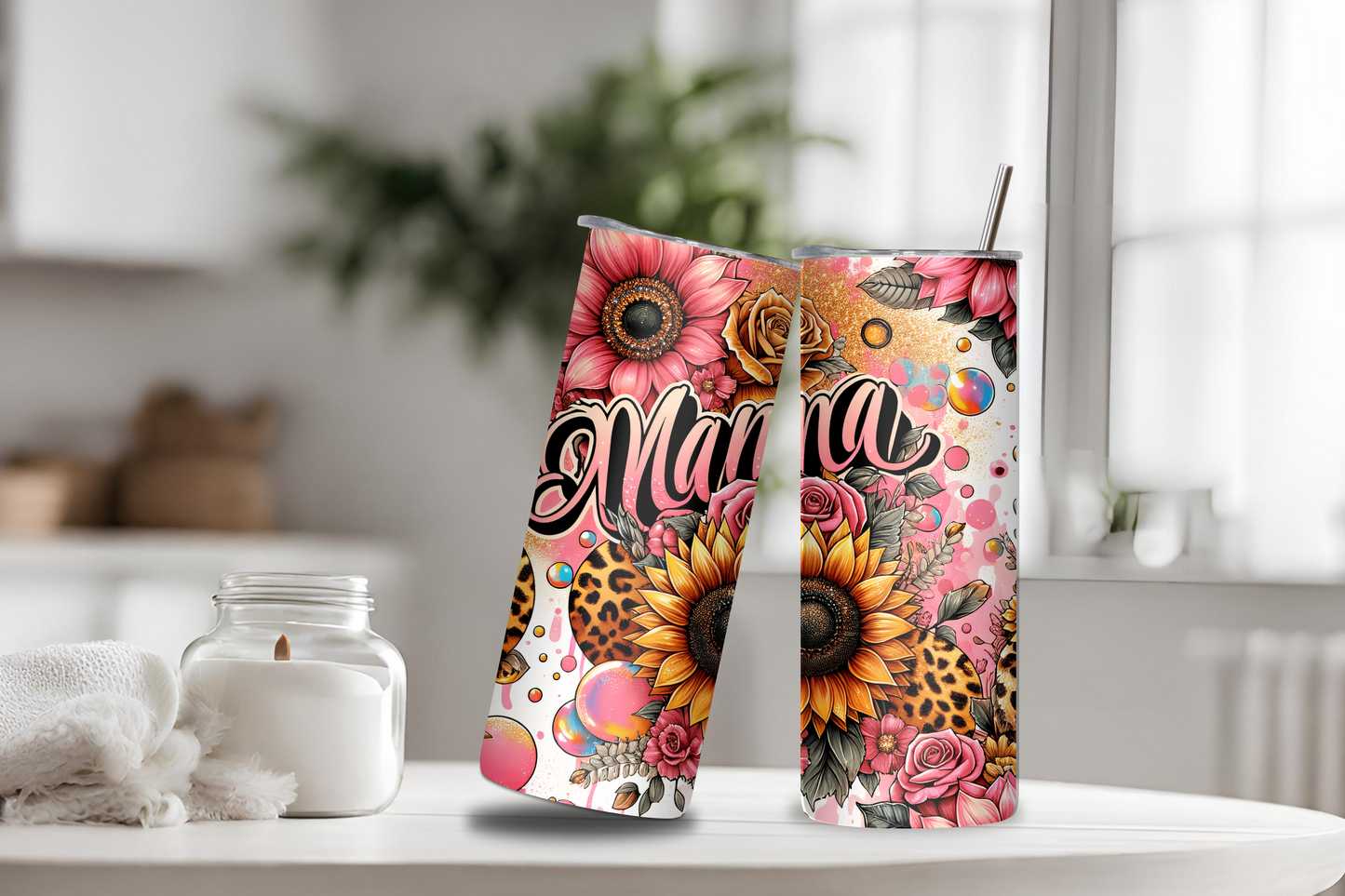 Chic Mama Floral Tumbler, Mother's Day Gift, Mom Gift, Garden Bloom Petals & Positivity Mama Tumbler 20OZ 30OZ Tumbler Insulated Tumblers