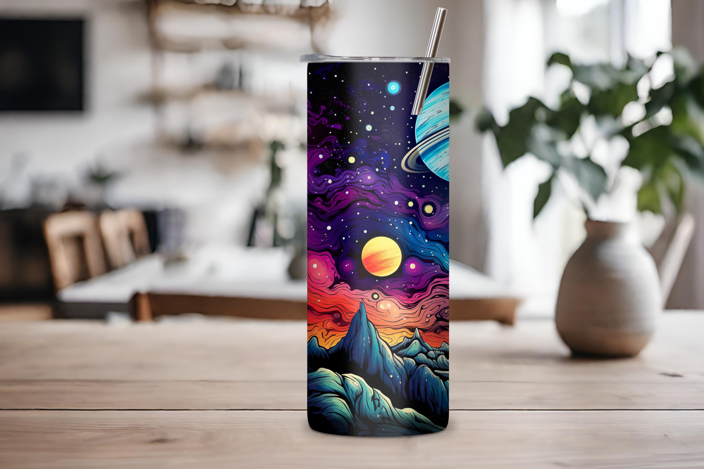 Retro Space Tumbler Gift, Deep Space Travel Mug, Galaxy Celestial Gifts, Nebula Gift, Vintage Looking Coffee Cup, Gift For Him, Gift for Her