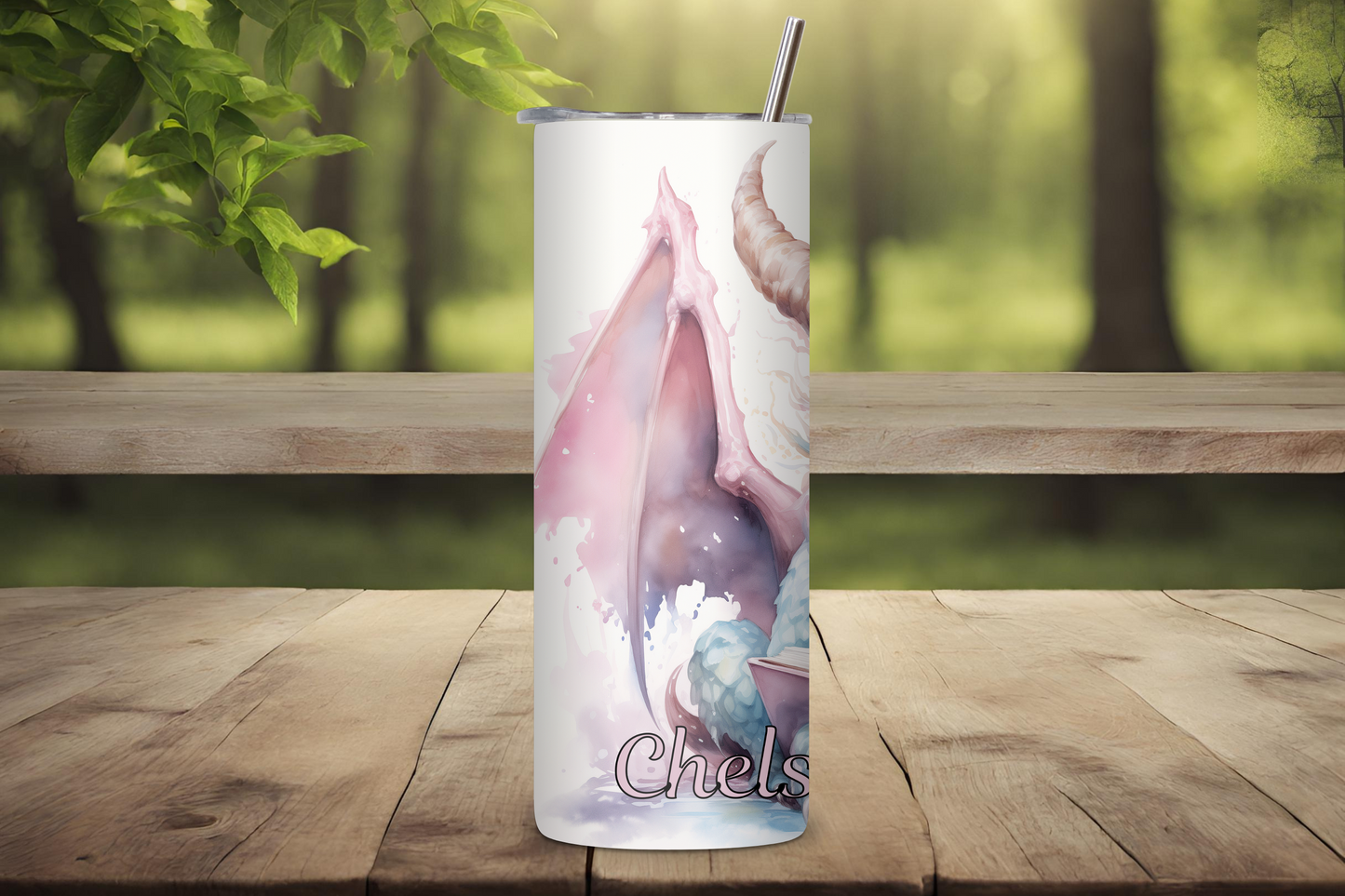 Whimsical Dragon Personalized Tumbler, Book Dragon Custom Tumbler, Dragon Tumbler, 20OZ Tumbler, 22OZ Tumbler, 30OZ Tumbler
