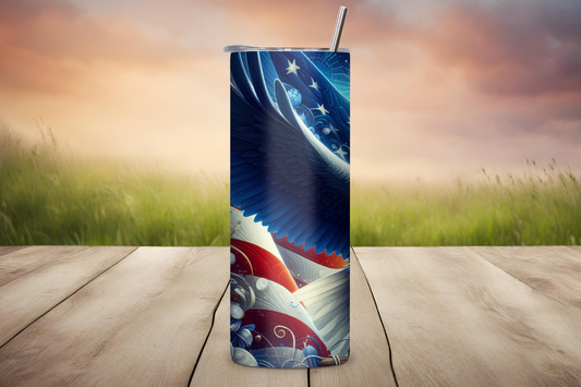 Soaring Eagle Patriotic Glory Tumbler - USA Bald Eagle Travel Cup, Flag Coffee Mug, 20OZ Tumbler, 22OZ Tumbler, 30OZ Tumbler