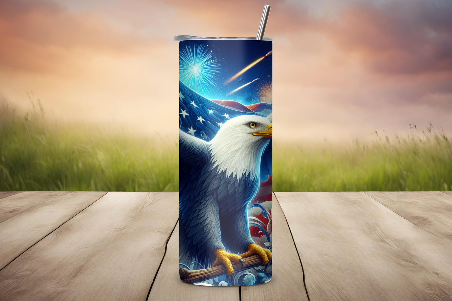 Soaring Eagle Patriotic Glory Tumbler - USA Bald Eagle Travel Cup, Flag Coffee Mug, 20OZ Tumbler, 22OZ Tumbler, 30OZ Tumbler