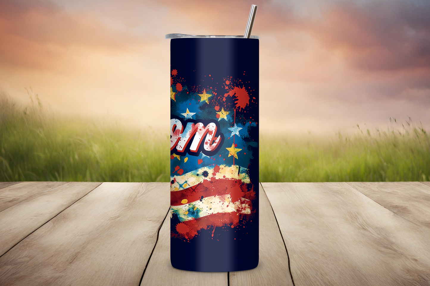 Vibrant Freedom Stars and Stripes Tumbler, USA Spirt Travel Mug, Flag Gift Coffee Cup, 20OZ Tumbler, 22OZ Tumbler, 30OZ Tumbler