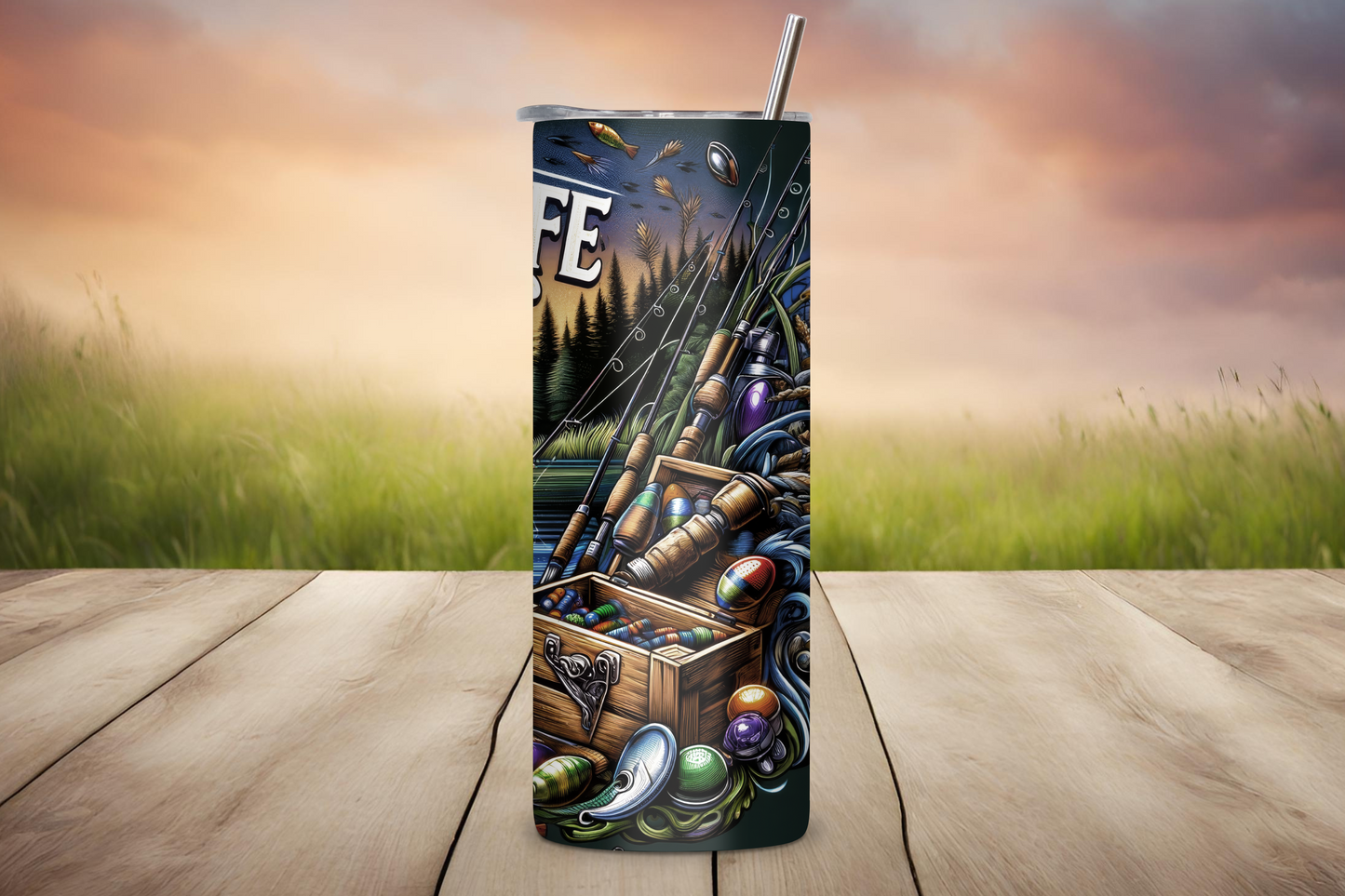 Fishing Life Tumbler, Gift for Angler, Fishing Coffee Cup, Lake Life Travel Mug, 20OZ Tumbler, 22OZ Tumbler, and 30OZ Tumbler