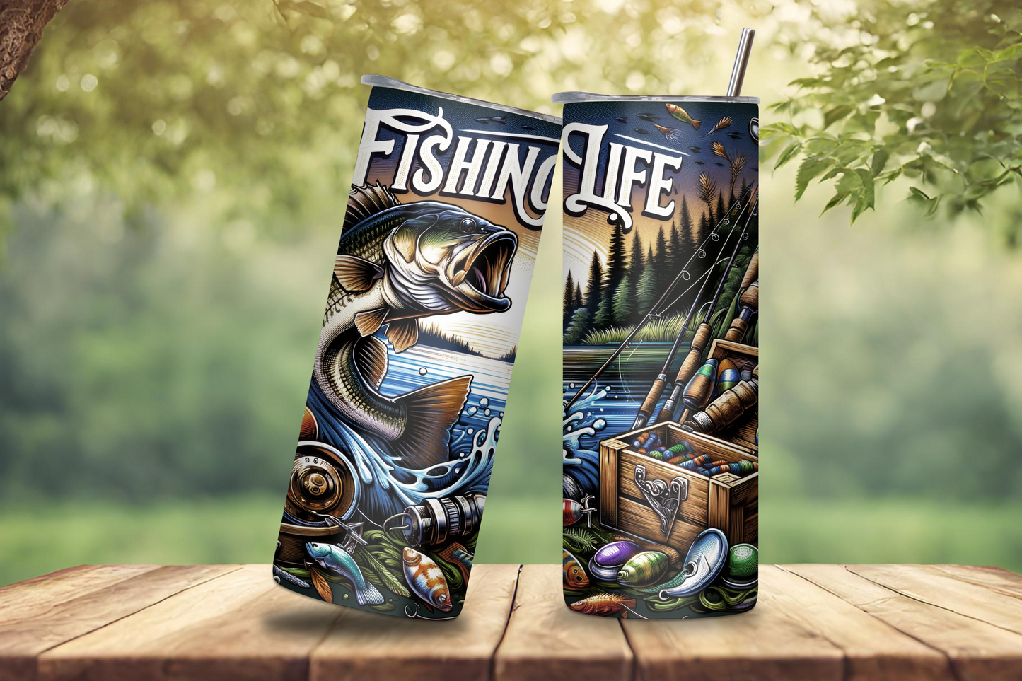 Fishing Life Tumbler, Gift for Angler, Fishing Coffee Cup, Lake Life Travel Mug, 20OZ Tumbler, 22OZ Tumbler, and 30OZ Tumbler