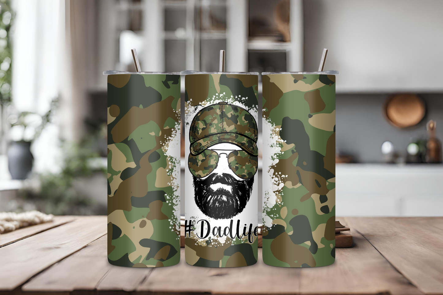 Dad Life Camo Mug, Father's Day Gift Travel Cup, Camo Style Coffee Cup, 20OZ Tumbler, 22OZ Tumbler, 30OZ Tumbler