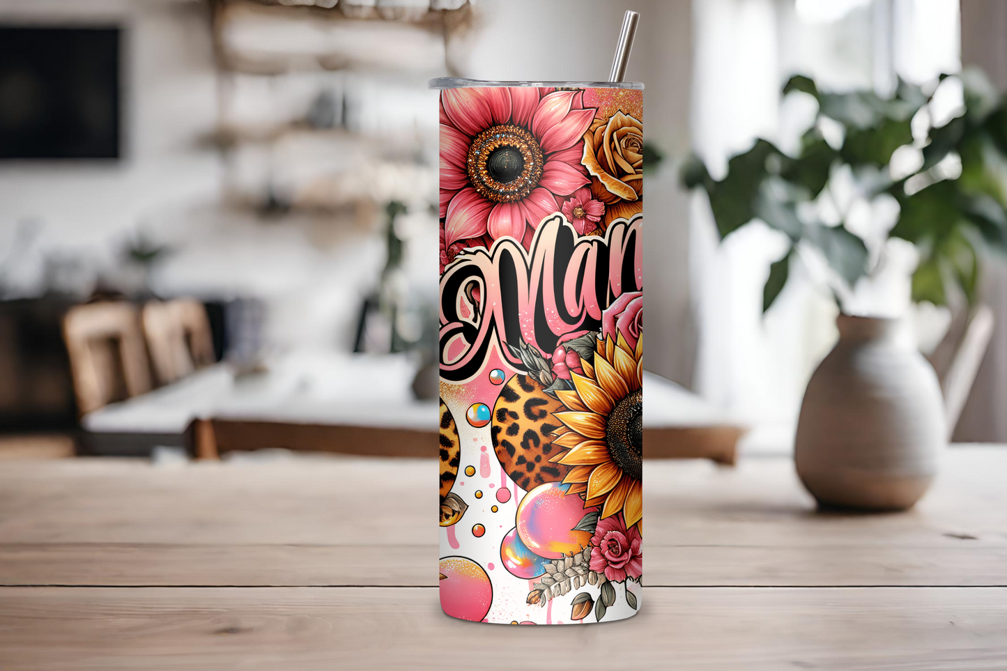 Chic Mama Floral Tumbler, Mother's Day Gift, Mom Gift, Garden Bloom Petals & Positivity Mama Tumbler 20OZ 30OZ Tumbler Insulated Tumblers