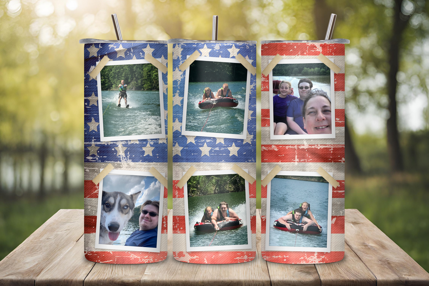 Patriotic Personalized Photo Collage Tumbler, Custom 4th of July Cup, Family Photo Collage Cup, 20OZ Tumbler, 22OZ Tumbler, 30OZ Tumbler