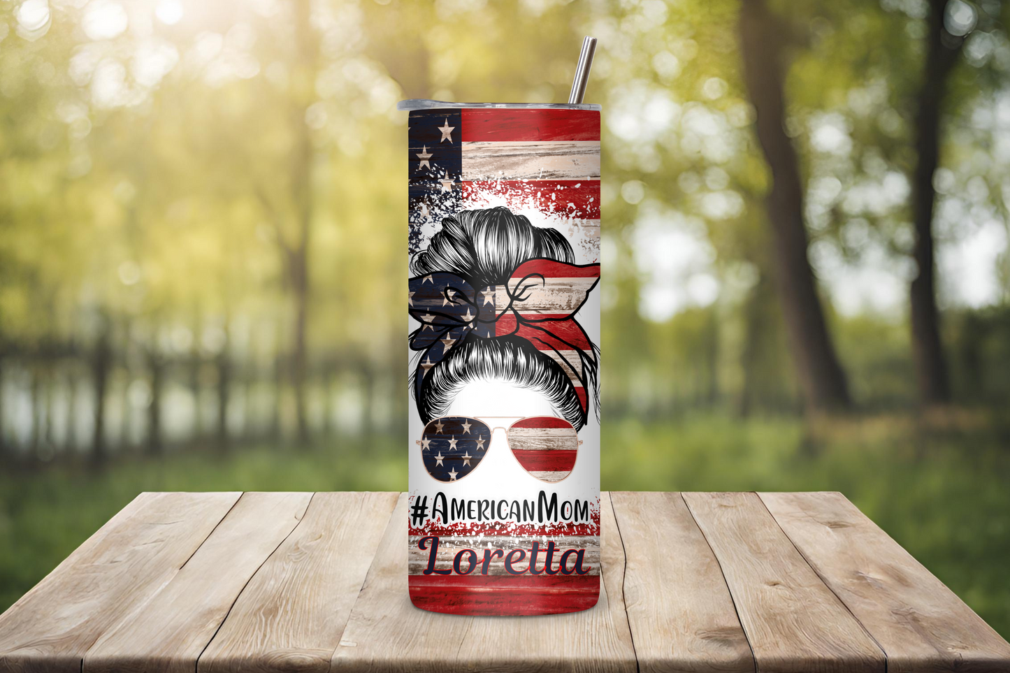 #AmericanMom Customizable Patriotic Tumbler, 4th of July Coffee Cup, Mom Cup, Travel Mug, 20OZ Tumbler, 22OZ Tumbler, 30OZ Tumbler