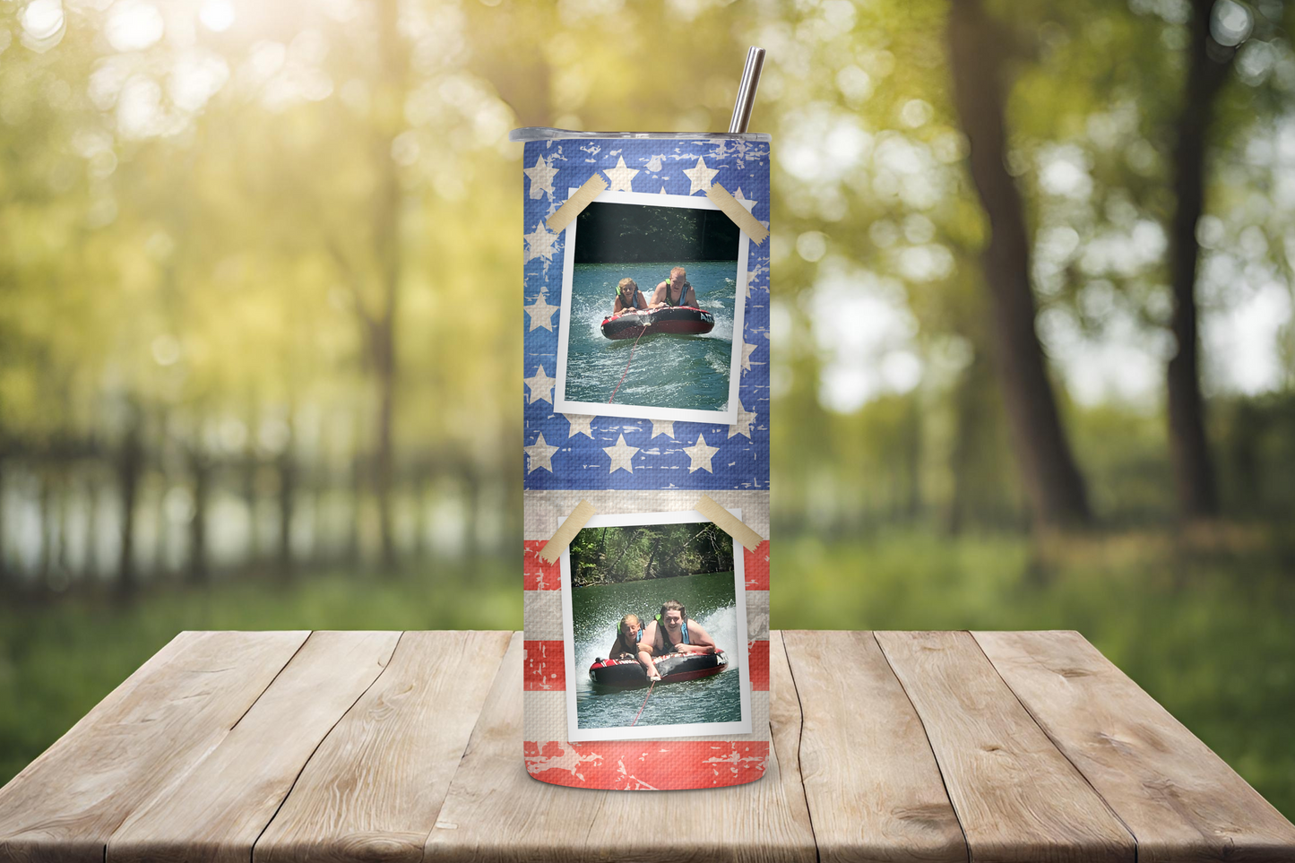 Patriotic Personalized Photo Collage Tumbler, Custom 4th of July Cup, Family Photo Collage Cup, 20OZ Tumbler, 22OZ Tumbler, 30OZ Tumbler