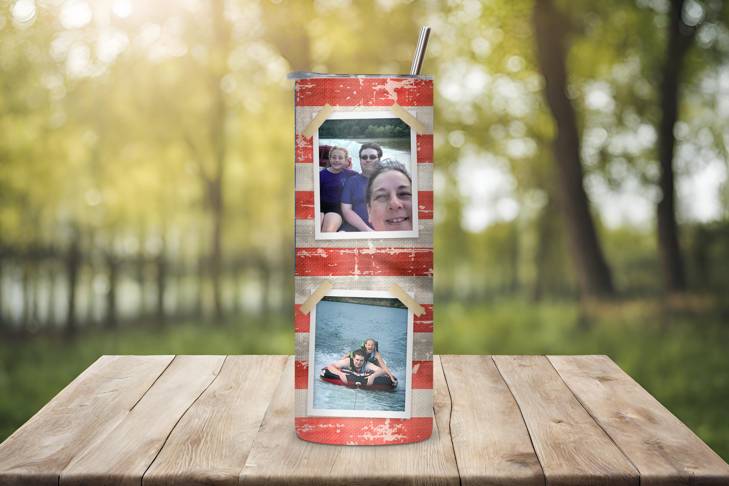 Patriotic Personalized Photo Collage Tumbler, Custom 4th of July Cup, Family Photo Collage Cup, 20OZ Tumbler, 22OZ Tumbler, 30OZ Tumbler