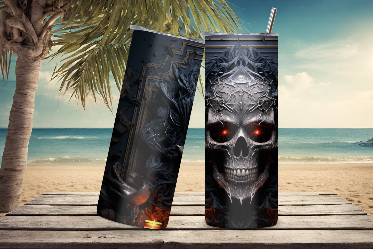 Red Eye Skull Tumbler, Skull Lover Gift, Goth Style Coffee Cup, Skull Travel Cup, Goth Gift, 20OZ Tumbler, 22OZ Tumbler, 30OZ Tumbler