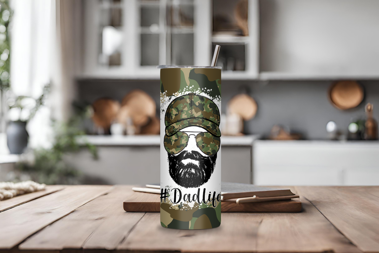 Dad Life Camo Mug, Father's Day Gift Travel Cup, Camo Style Coffee Cup, 20OZ Tumbler, 22OZ Tumbler, 30OZ Tumbler