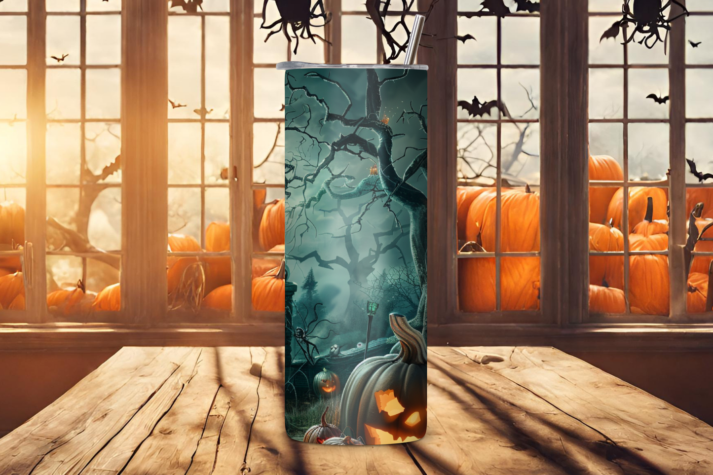 Whispering Woods Halloween Scene Tumbler, Creepy Halloween Night Tumbler, Gift for her, 20OZ Tumbler, 22OZ Tumbler, 30OX Tumbler