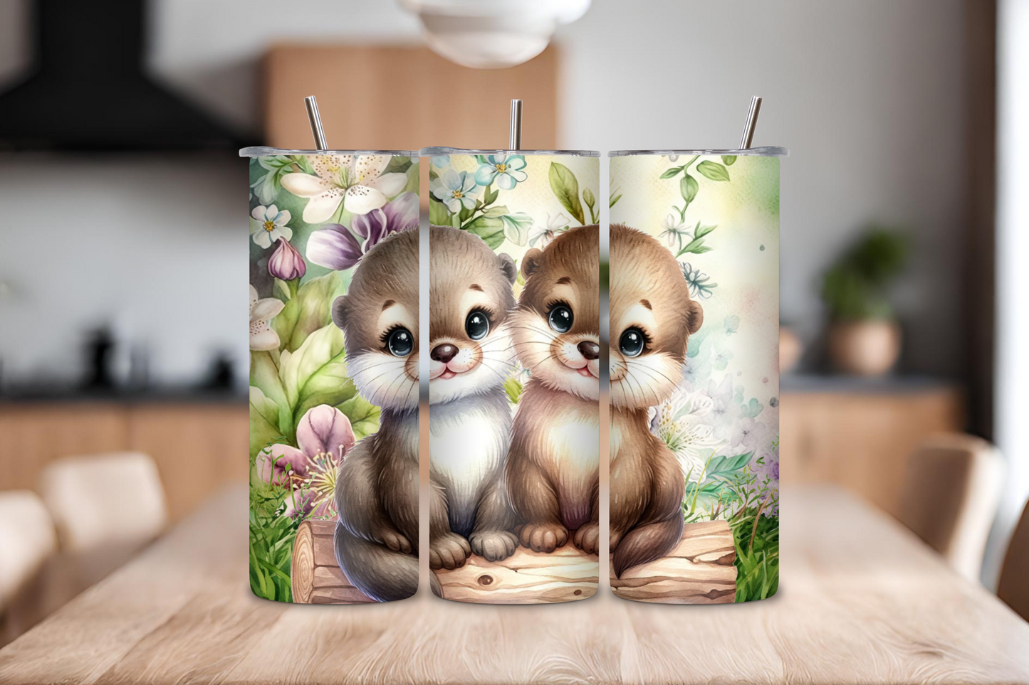 Otter Lover Gift Tumbler, Aquatic Mammal Coffee Cup, River Travel Cup, Gift for Her, Birthday Gift