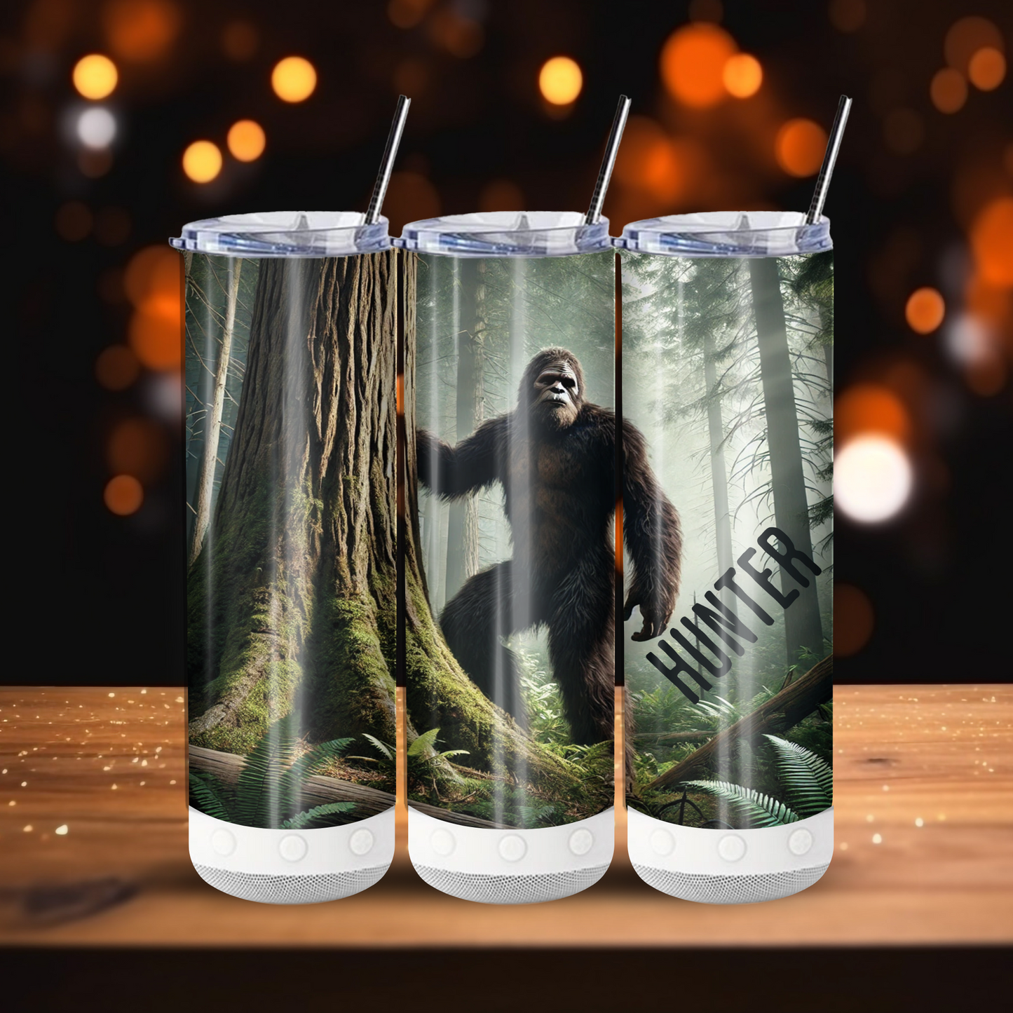 Bigfoot Hunter Tumbler, Personalized Gift for Him, Custom Gift, Outdoor Camping Hunting, Dad Gift, Sasquatch Water Bottle Tumbler 20OZ/30OZ