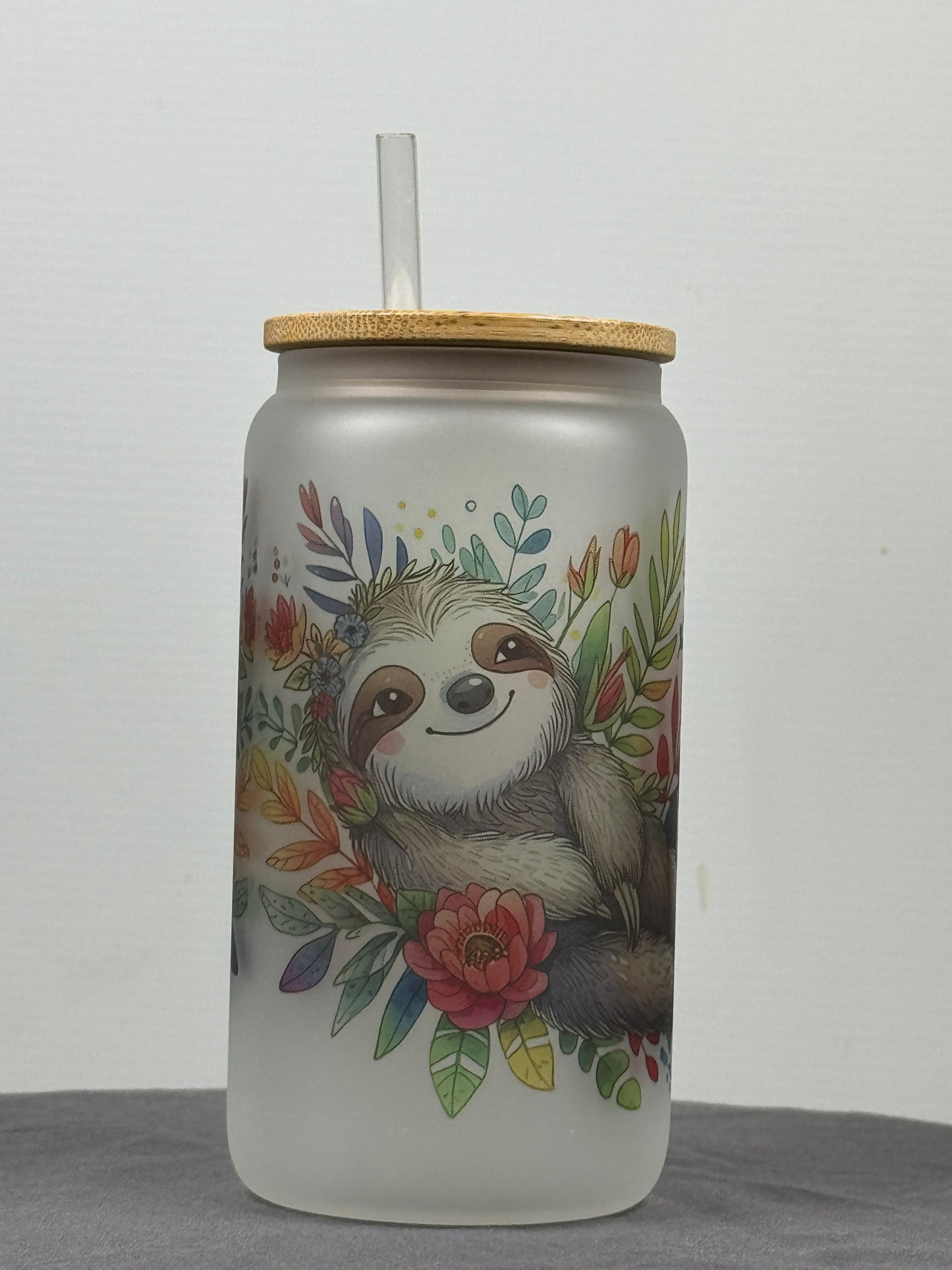 Chill Sloth Glass Can (16OZ), Cute Sloth Beer Can Glass, Cute Gift for Her, Birthday Gift for Friend
