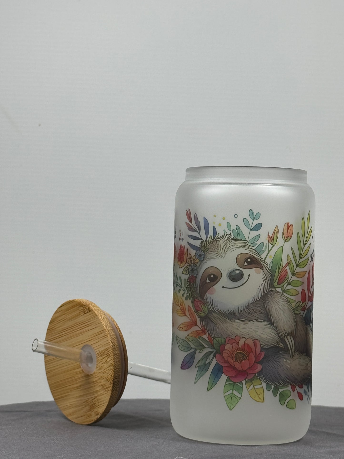 Chill Sloth Glass Can (16OZ), Cute Sloth Beer Can Glass, Cute Gift for Her, Birthday Gift for Friend