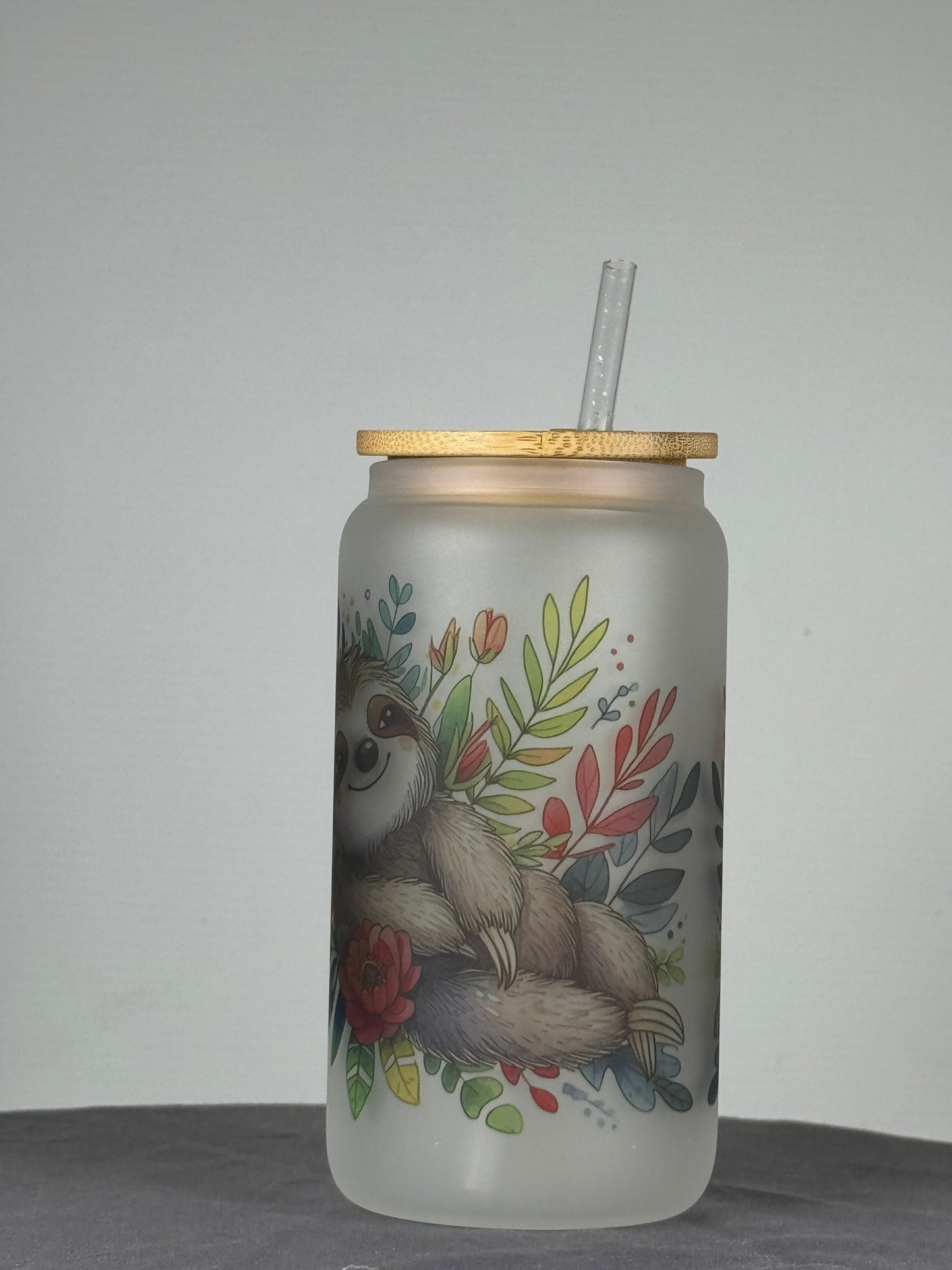 Chill Sloth Glass Can (16OZ), Cute Sloth Beer Can Glass, Cute Gift for Her, Birthday Gift for Friend