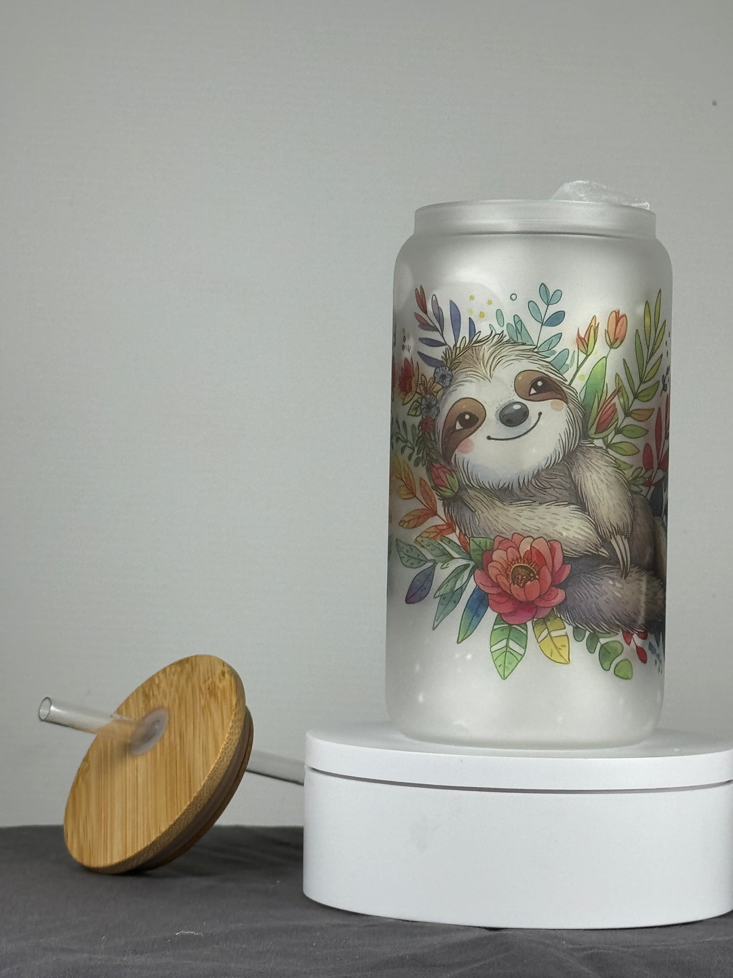 Chill Sloth Glass Can (16OZ), Cute Sloth Beer Can Glass, Cute Gift for Her, Birthday Gift for Friend
