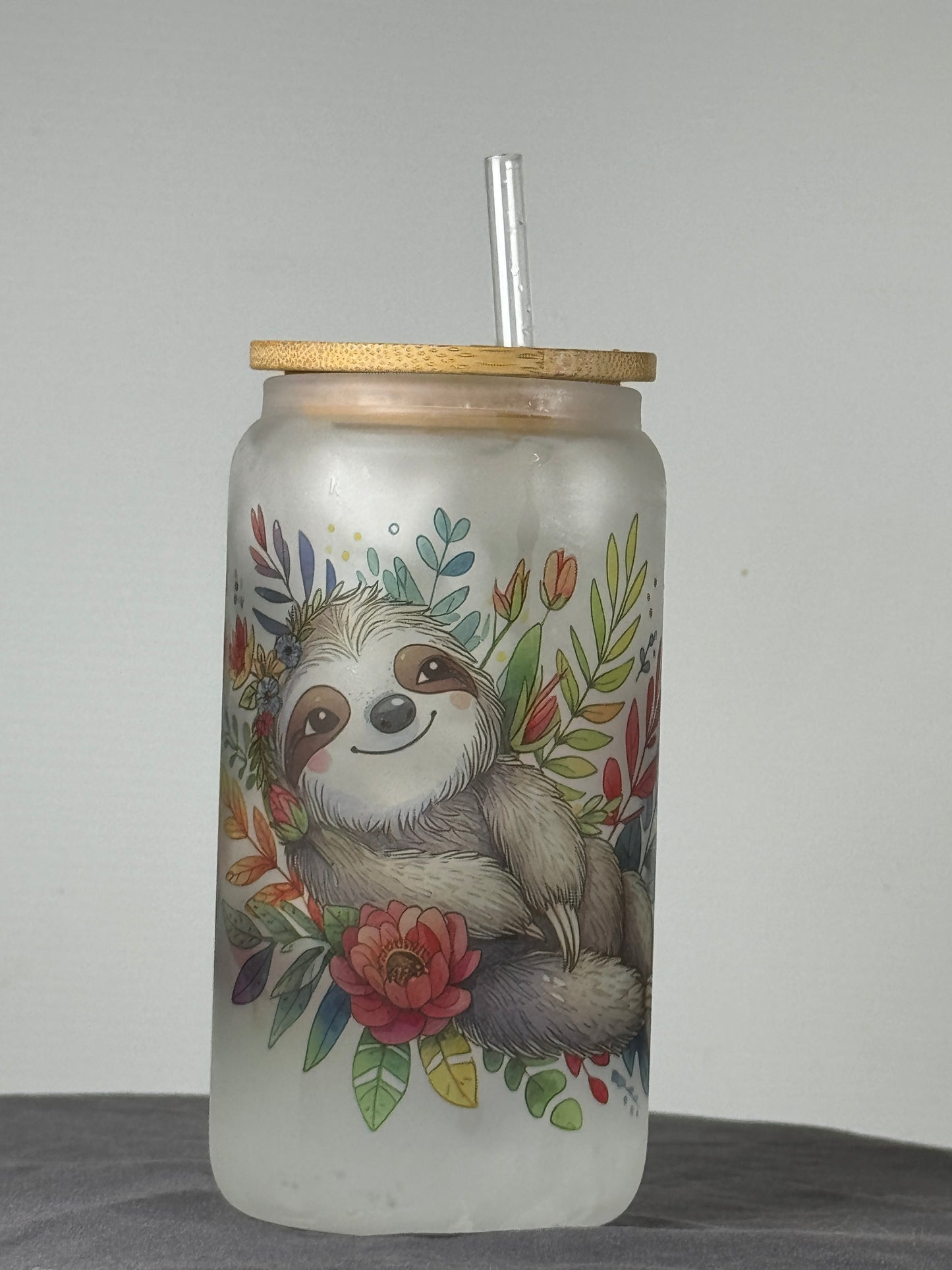 Chill Sloth Glass Can (16OZ), Cute Sloth Beer Can Glass, Cute Gift for Her, Birthday Gift for Friend