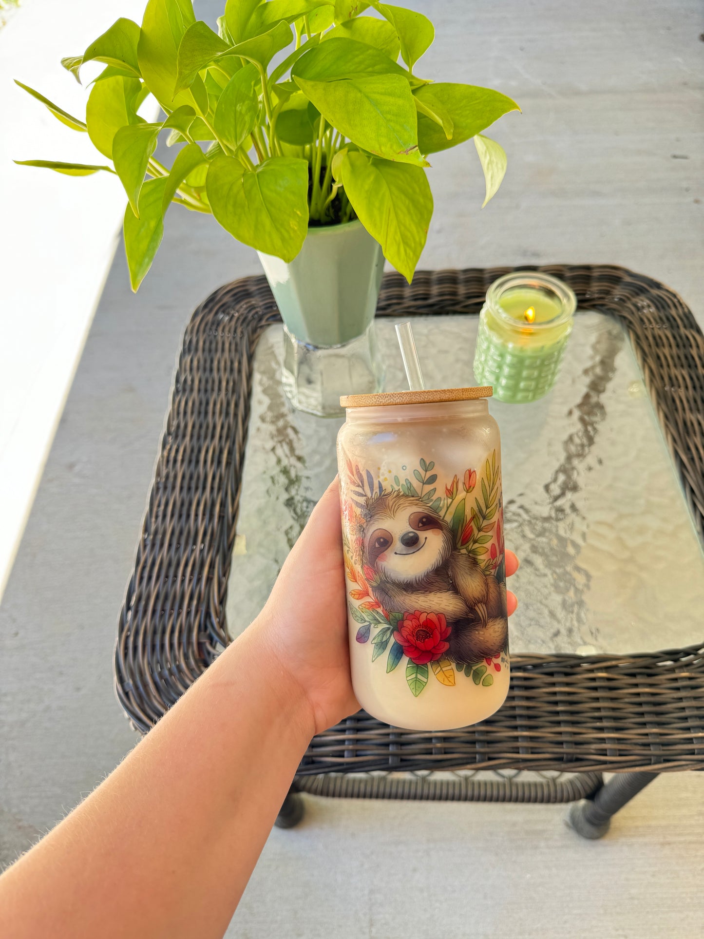 Chill Sloth Glass Can (16OZ), Cute Sloth Beer Can Glass, Cute Gift for Her, Birthday Gift for Friend