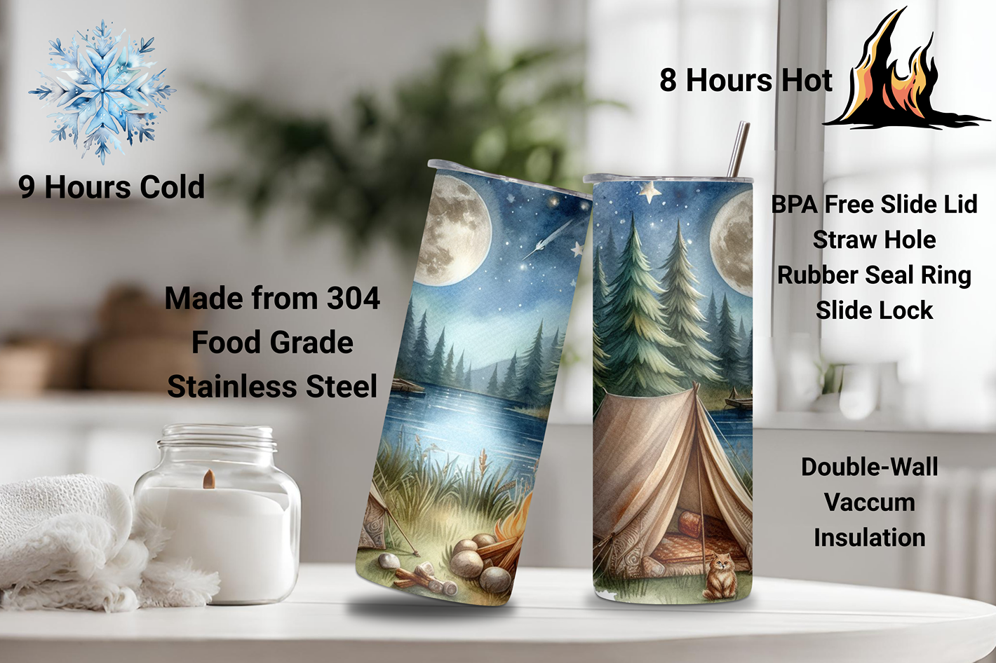 Great Outdoors Camping Tumbler, 20OZ Tumbler, 22OZ Tumbler, 30OZ Tumbler, Gift for Her, Gift for Him, Birthday Gift, Travel Cup, Coffee Mug