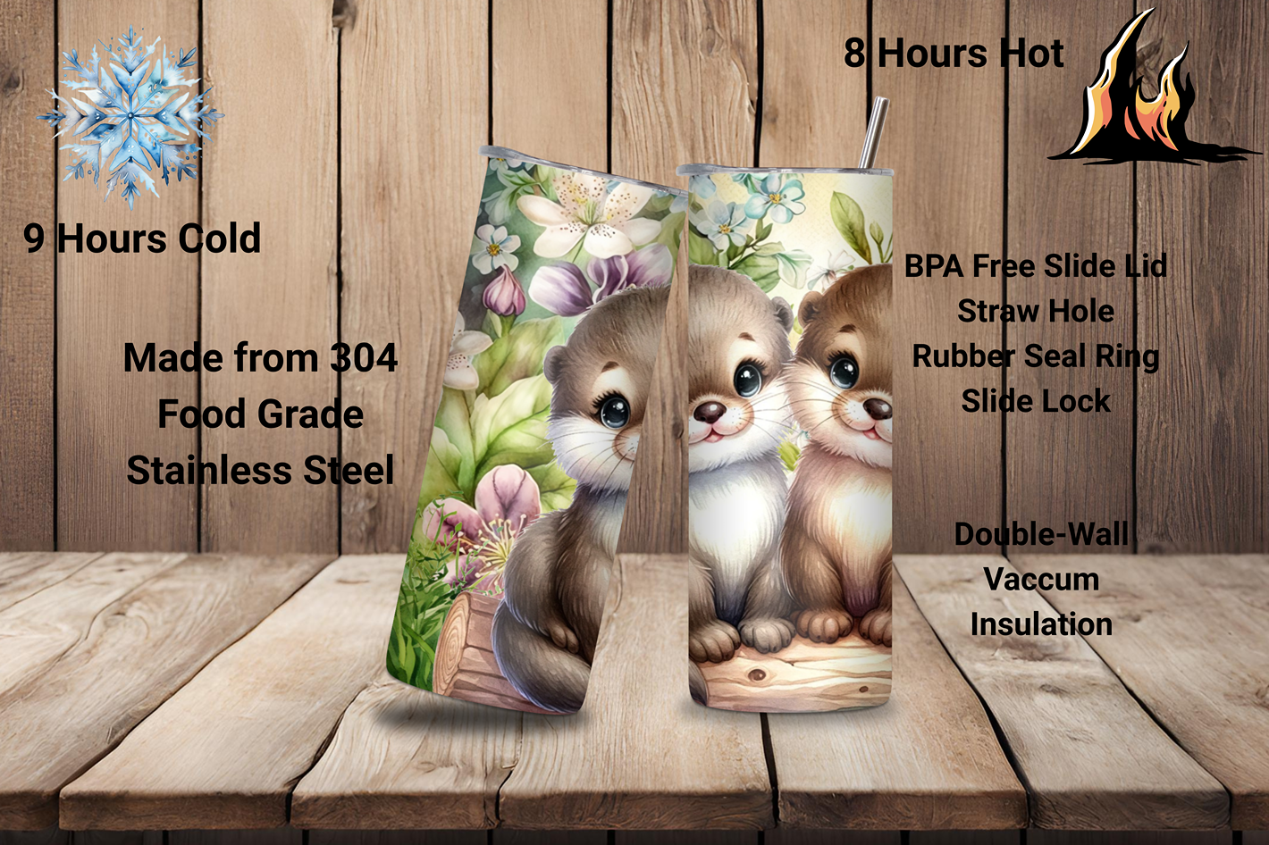Otter Lover Gift Tumbler, Aquatic Mammal Coffee Cup, River Travel Cup, Gift for Her, Birthday Gift