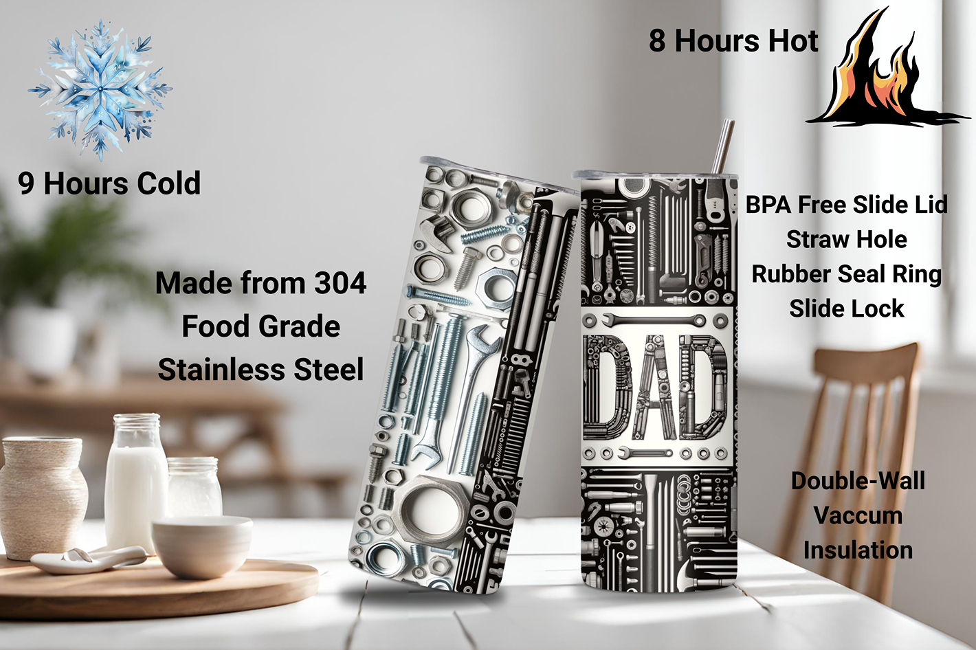 Dad's Garage Gift Mug, Father's Day Mechanic Travel Mug, 20OZ Tumbler, 22OZ Tumbler, 30OZ Tumbler