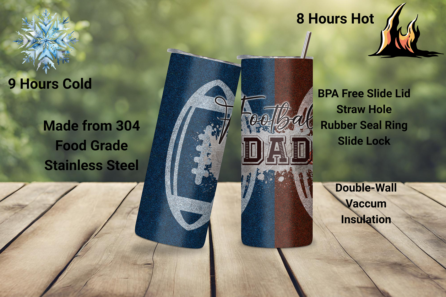 Football Dad Tumbler, Father's Day Gift Mug, Sports Fan Travel Cup, Dad's Football Coffee Mug, 20OZ Tumbler, 22OZ Tumbler, 30OZ Tumbler